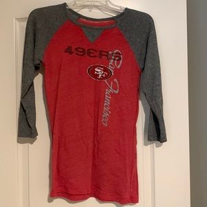 NFL SF 49ers Girls size XL 3/4 sleeve top. Hardly worn, good condition!